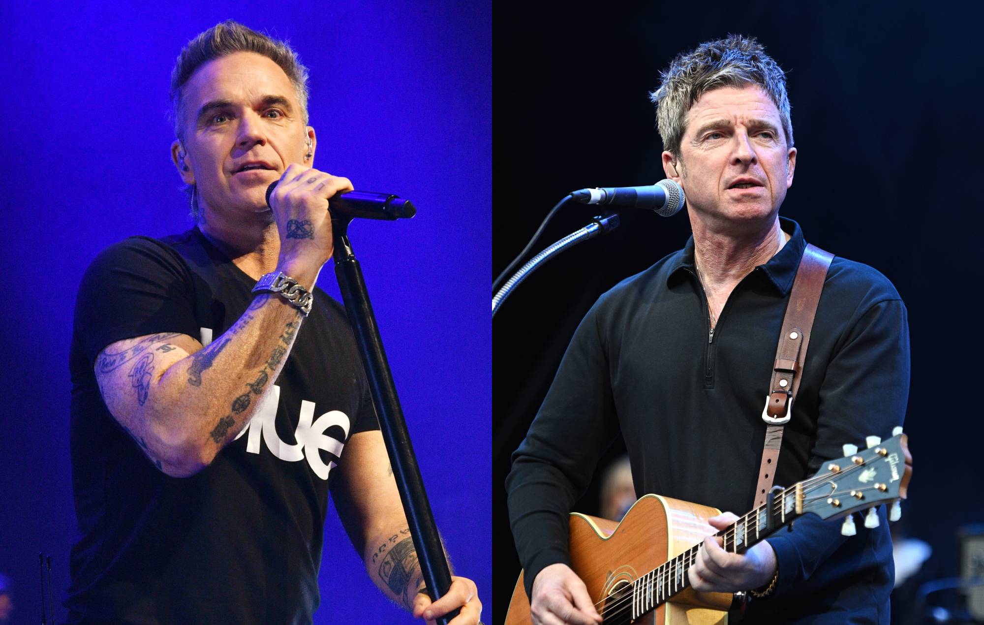 Robbie Williams takes aim at Noel Gallagher with billboard on Manchester street where he used to live