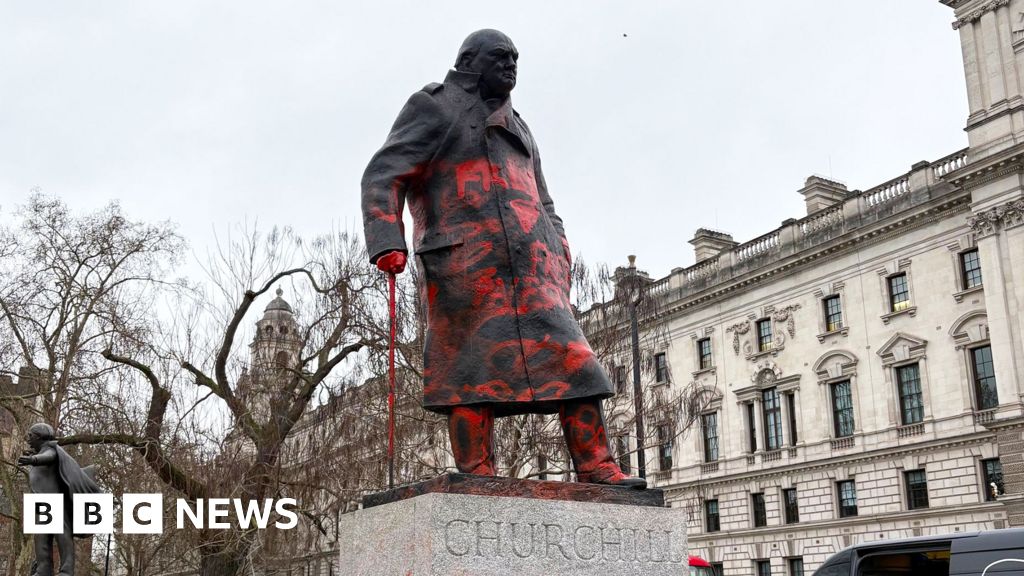 Palestine Action arrest as Churchill statue defaced
