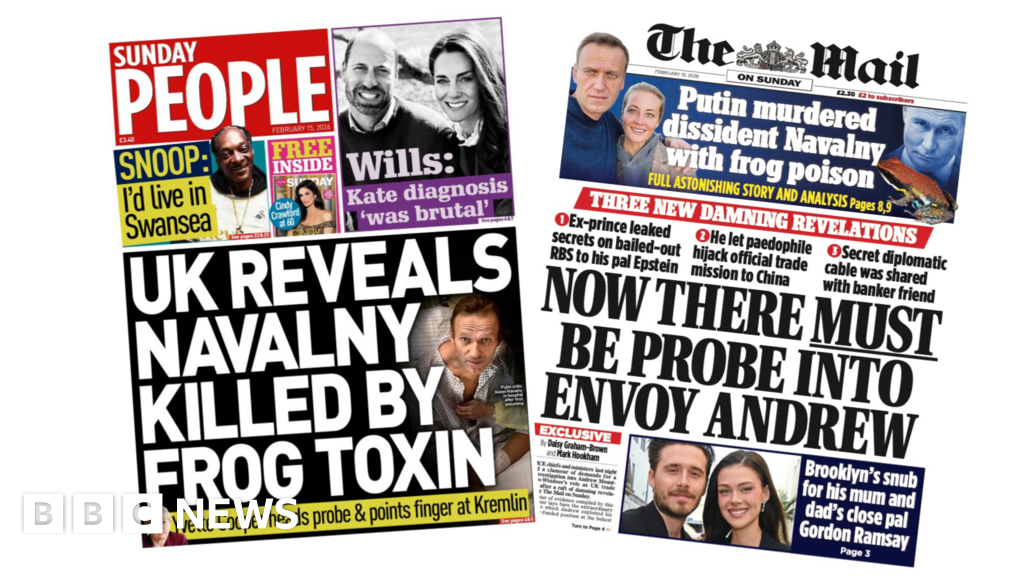 The Papers: 'Navalny killed by frog toxin' and 'There must be probe into envoy Andrew'