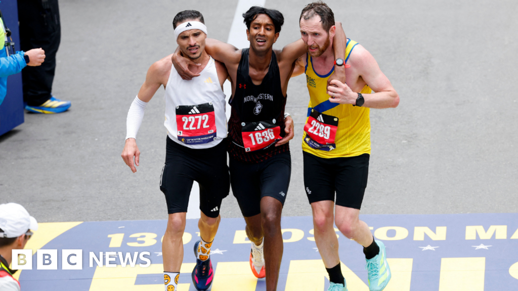 'My instinct was to help him': Runners help exhausted man finish Boston Marathon