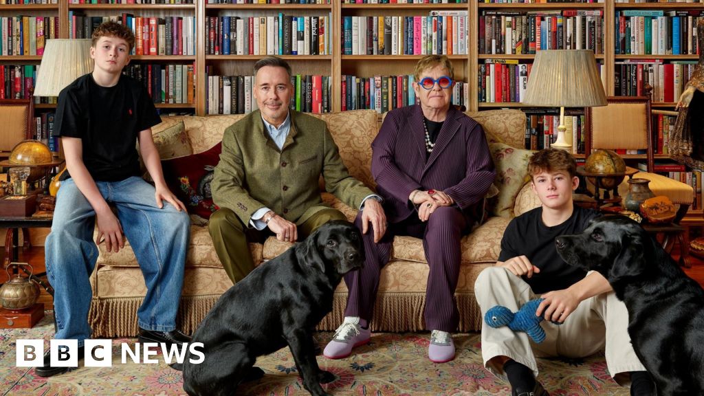 Elton John's family photo hung in National Portrait Gallery