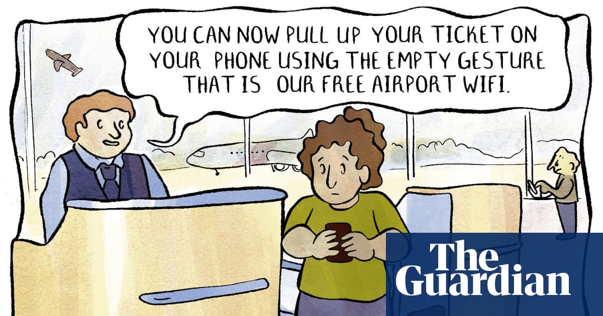 Madeline Horwath on free airport wifi – cartoon