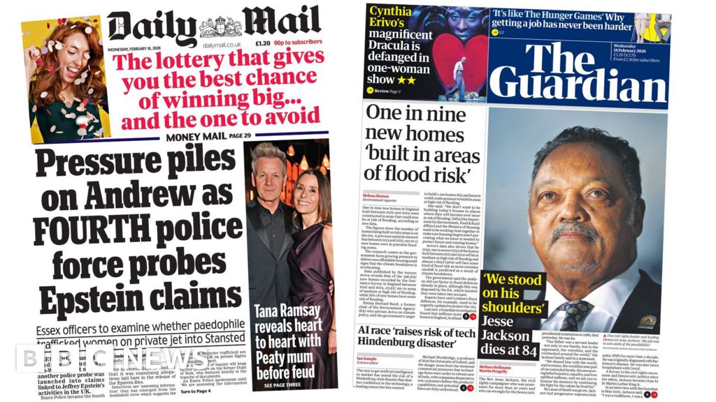 The Papers: 'Pressure piles on Andrew' and 'Jesse Jackson dies at 84'