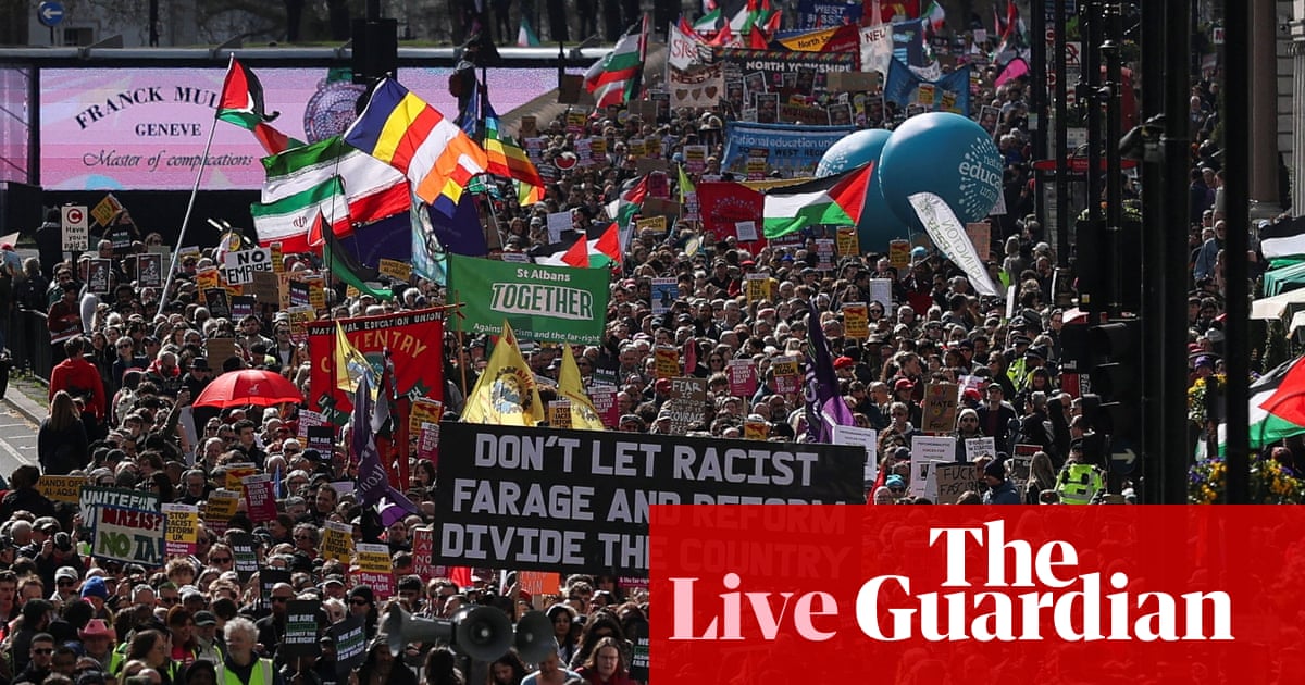 ‘The tide is turning’, Green party leader tells crowd at march against far right – as it happened